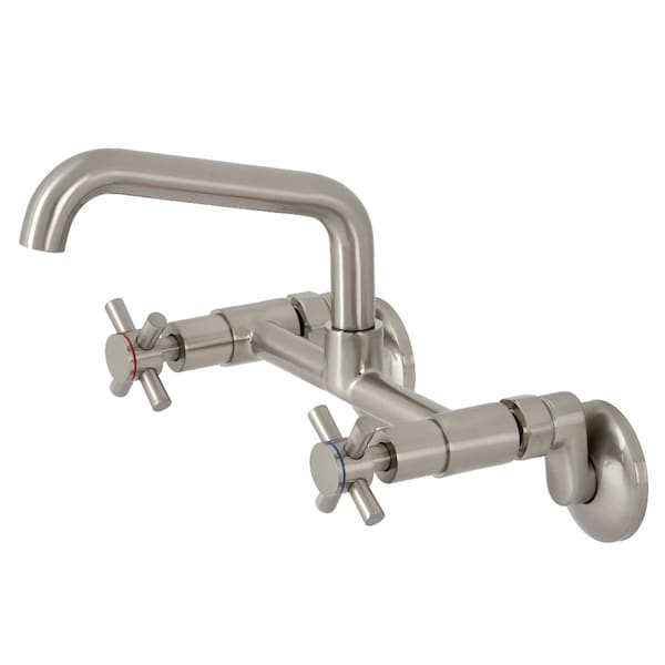 Kingston Brass KS423SN Concord Two-Handle Wall-Mount Kitchen Faucet, Brushed Nickel KS423SN - main
